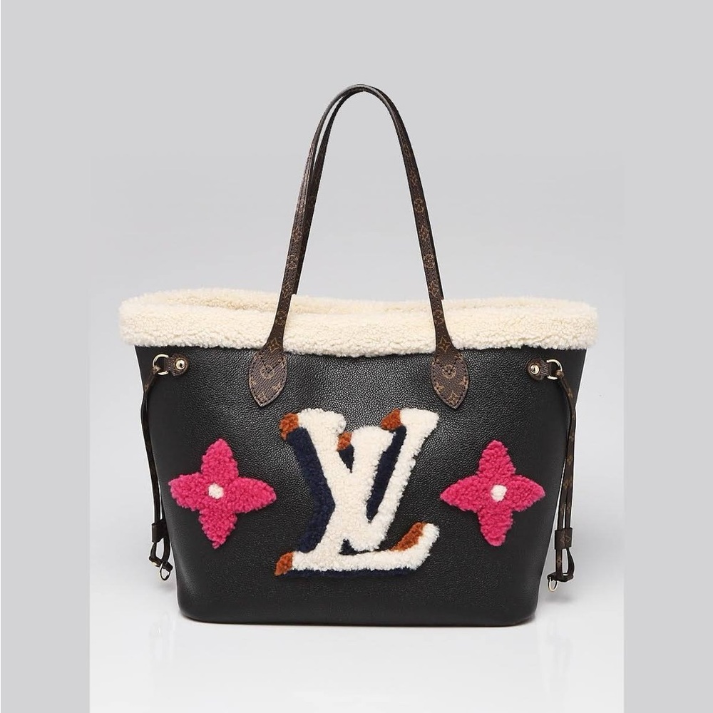 Louis Vuitton Limited Edition Black Leather Monogram Teddy Neverfull MM NM Bag - Picture 1 of 10